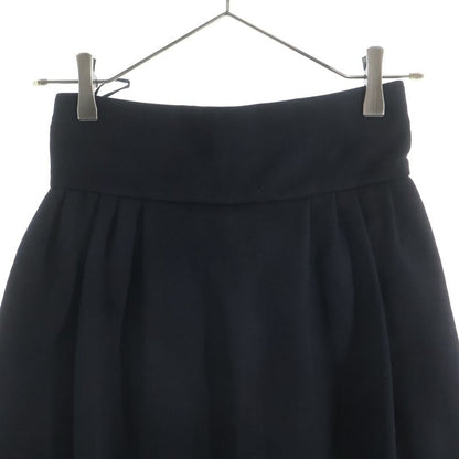 Louis Vuitton Tuck Design Wool Semi Fin Midi Amskirt Black Skirt