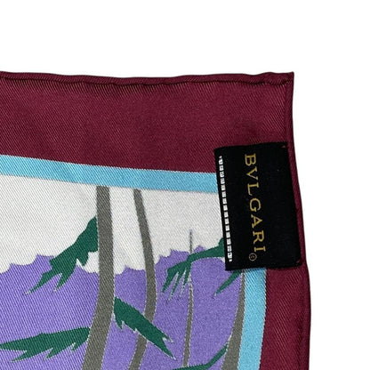 Bvlgari Scarf Shawl with Large Charm Silk Logo Purple Gold