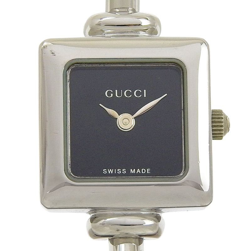 Gucci Stainless Steel Quartz Analog Display Black Dial Watch