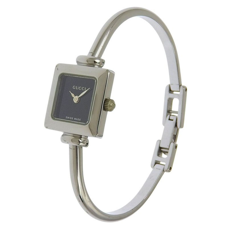 Gucci Stainless Steel Quartz Analog Display Black Dial Watch