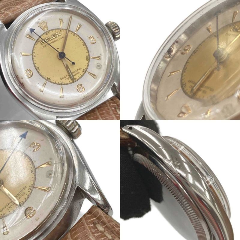 Rolex Oyster Perpetual Bubble Back Gold Silver Watch