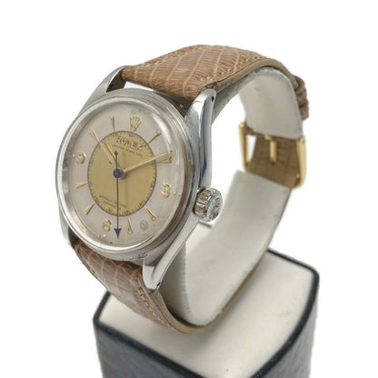Rolex Oyster Perpetual Bubble Back Gold Silver Watch