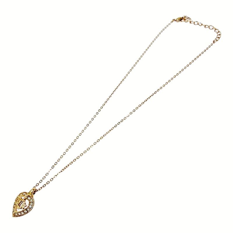 Dior Rhinestone Emblem Necklace