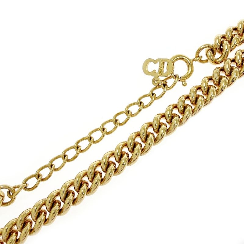 Dior Rhinestone Necklace Gold