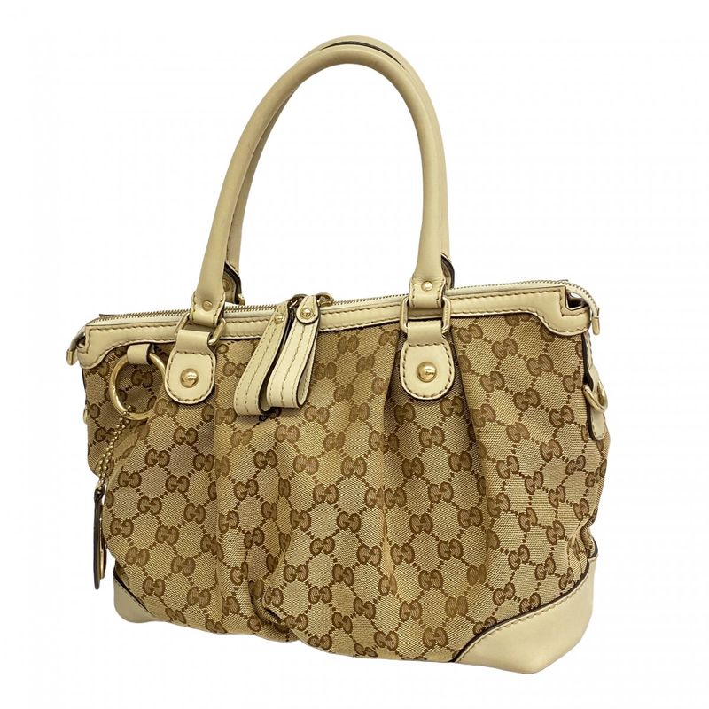 Gucci Handbag GG Canvas Beige Champagne Gold