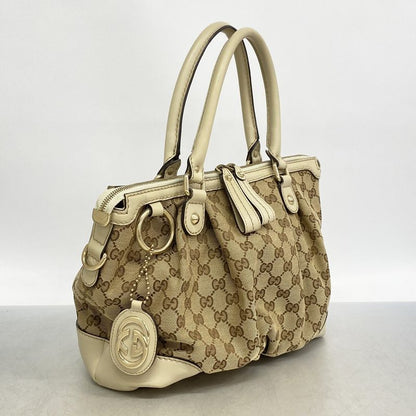 Gucci Handbag GG Canvas Beige Champagne Gold