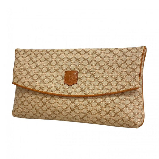 Celine Clutch Macadam Beige Brown Gold