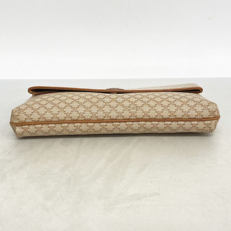 Celine Clutch Macadam Beige Brown Gold