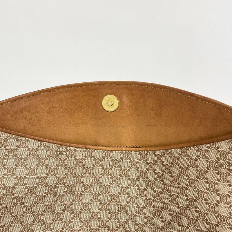 Celine Clutch Macadam Beige Brown Gold