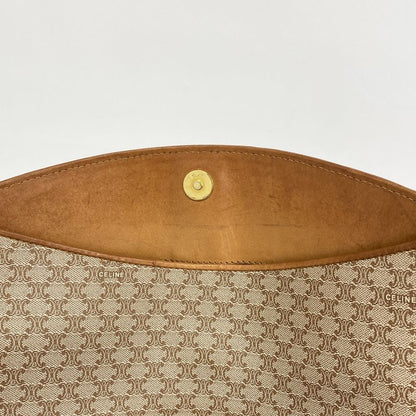 Celine Clutch Macadam Beige Brown Gold