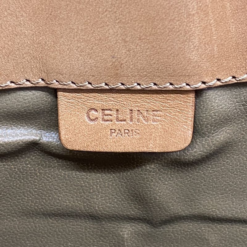 Celine Clutch Macadam Beige Brown Gold