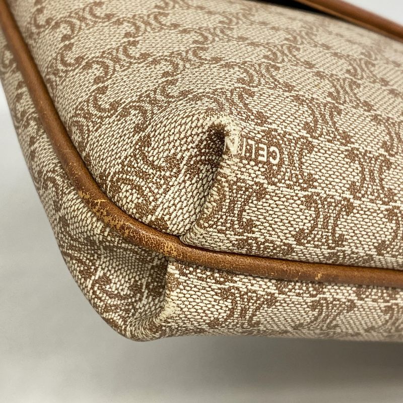 Celine Clutch Macadam Beige Brown Gold