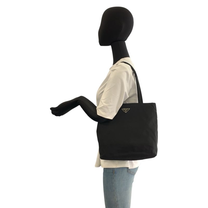 Prada Tessuto Black Silver Nylon Tote