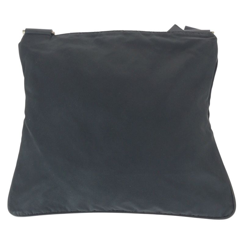 Prada Tessuto Black Silver Nylon Leather Shoulder Bag