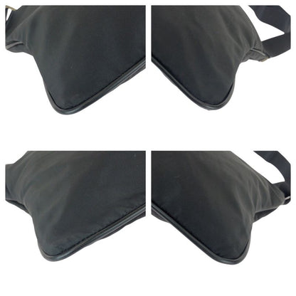 Prada Tessuto Black Silver Nylon Leather Shoulder Bag