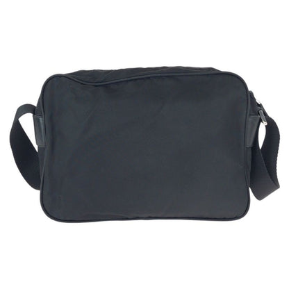 Prada Tessuto Black Silver Nylon Leather Shoulder Bag