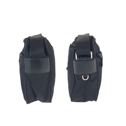 Prada Tessuto Black Silver Nylon Leather Shoulder Bag