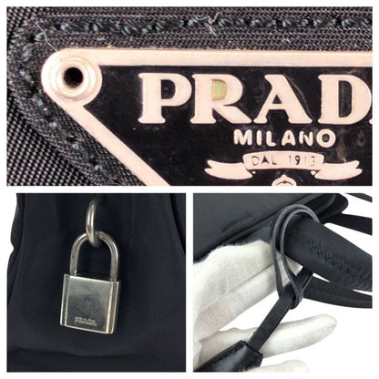 Prada Tessuto Black Silver Nylon Tote
