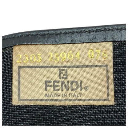Fendi FF Logo Black Gold Leather Mesh Tote Shoulder Bag