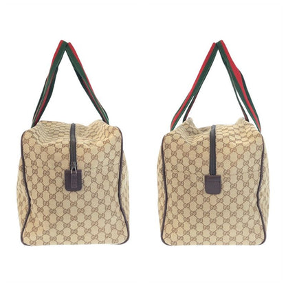 Gucci Sherry Line Beige Brown GG Canvas Leather Boston Bag
