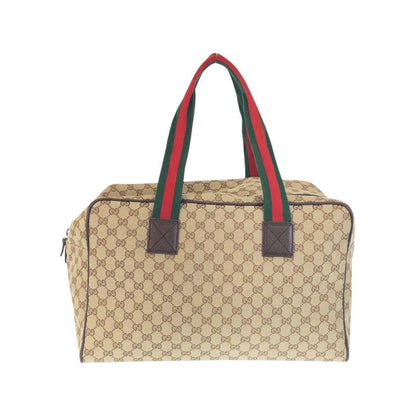 Gucci Sherry Line Beige Brown GG Canvas Leather Boston Bag
