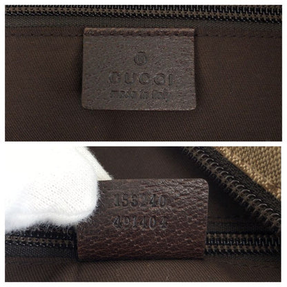 Gucci Sherry Line Beige Brown GG Canvas Leather Boston Bag