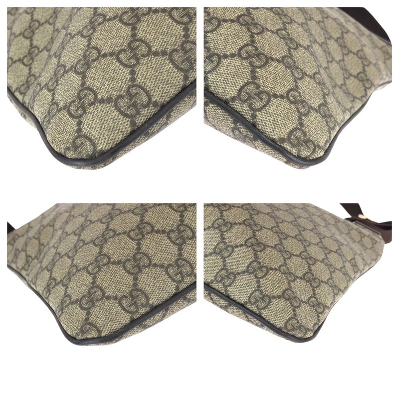 Gucci Beige Brown Gold GG Supreme Canvas Shoulder Bag