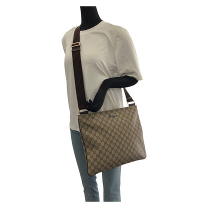 Gucci Beige Brown Gold GG Supreme Canvas Shoulder Bag