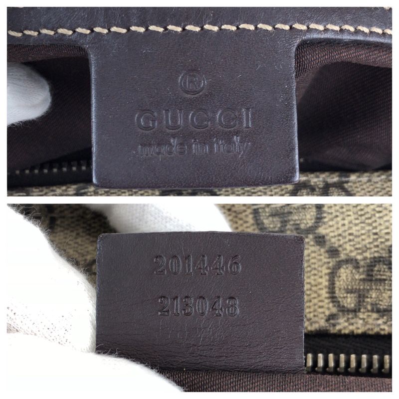 Gucci Beige Brown Gold GG Supreme Canvas Shoulder Bag