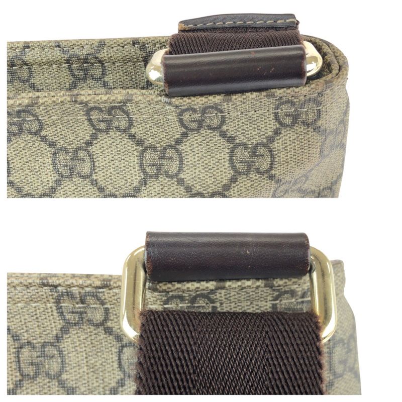 Gucci Beige Brown Gold GG Supreme Canvas Shoulder Bag