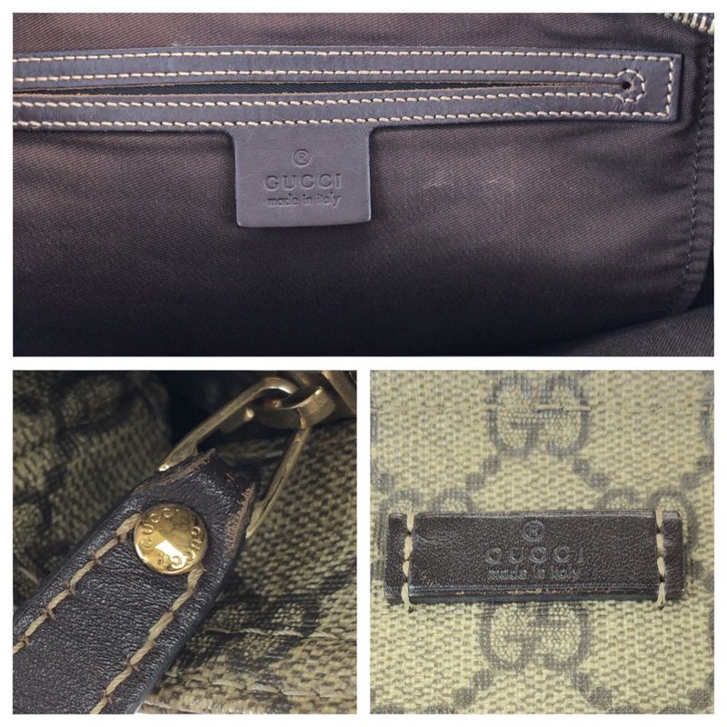 Gucci Beige Brown Gold GG Supreme Canvas Shoulder Bag
