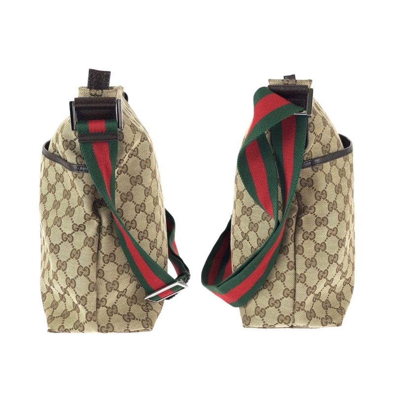 Gucci Sherry Line GG Pattern Beige Brown Canvas Leather Shoulder Bag