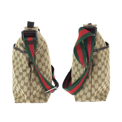 Gucci Sherry Line GG Pattern Beige Brown Canvas Leather Shoulder Bag