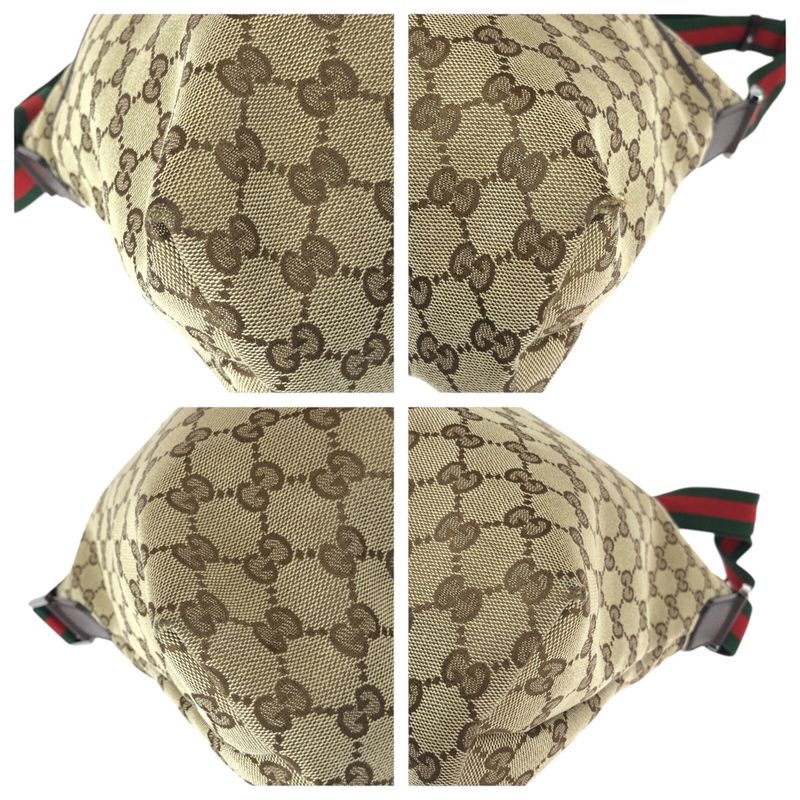 Gucci Sherry Line GG Pattern Beige Brown Canvas Leather Shoulder Bag