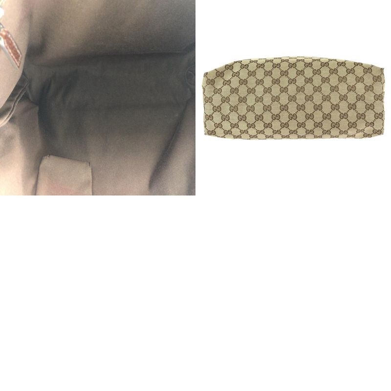 Gucci Sherry Line GG Pattern Beige Brown Canvas Leather Shoulder Bag