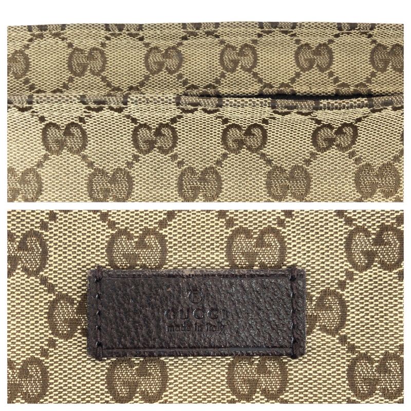 Gucci Sherry Line GG Pattern Beige Brown Canvas Leather Shoulder Bag