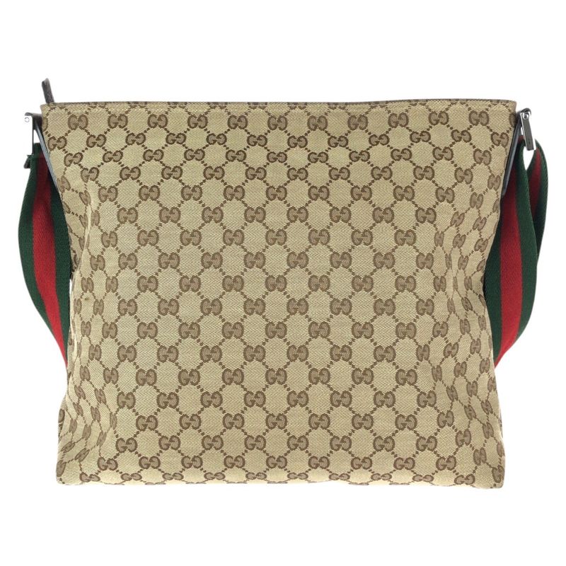 Gucci Sherry Line GG Pattern Beige Brown Canvas Leather Shoulder Bag
