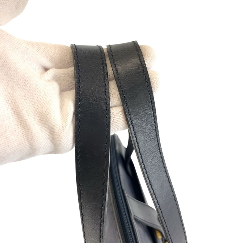 Dior Vintage Trotter Navy Gold Leather Handbag