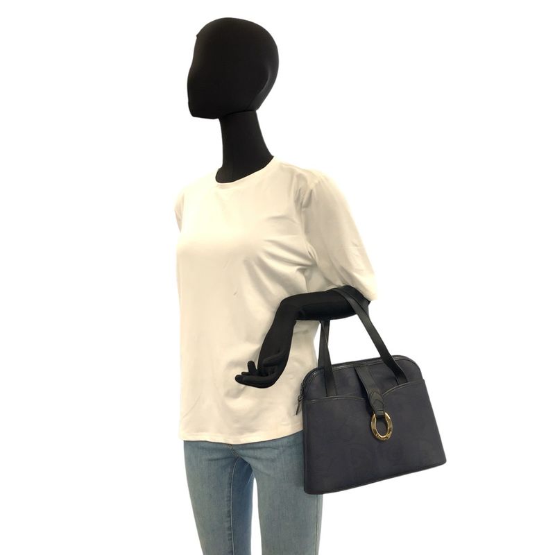 Dior Vintage Trotter Navy Gold Leather Handbag