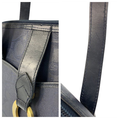 Dior Vintage Trotter Navy Gold Leather Handbag