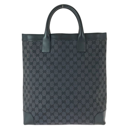 Gucci GG Pattern Black Canvas Leather Tote