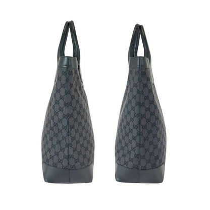 Gucci GG Pattern Black Canvas Leather Tote