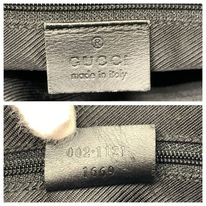 Gucci GG Pattern Black Canvas Leather Tote