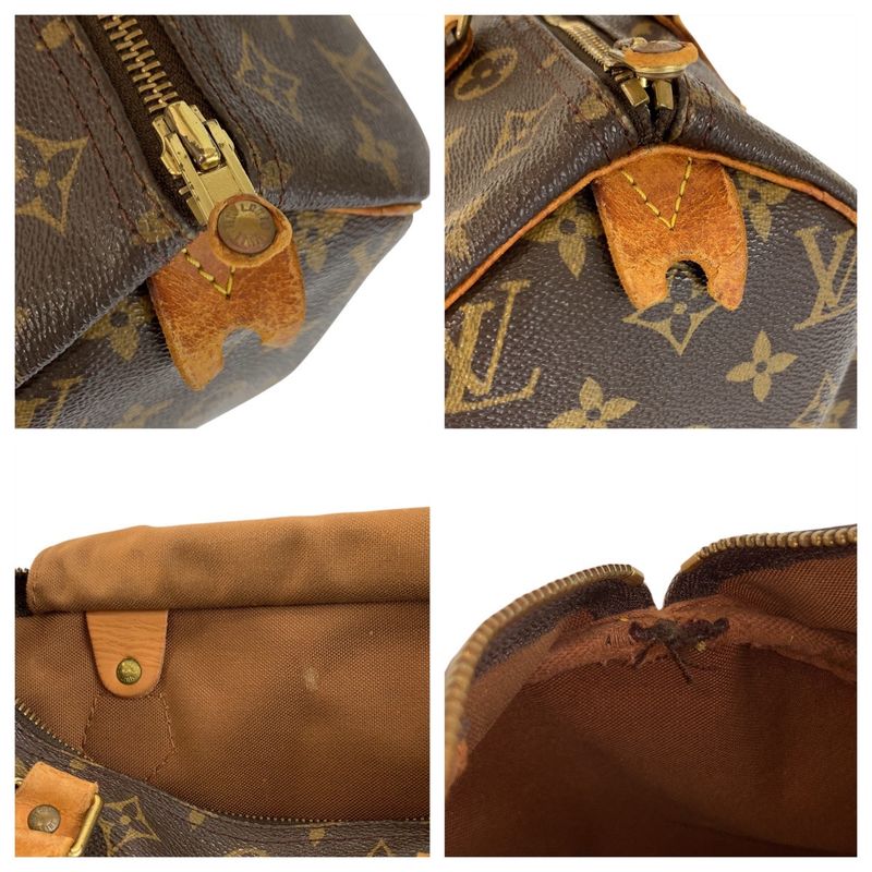 Louis Vuitton Monogram Speedy 30 Brown Gold Handbag Mini