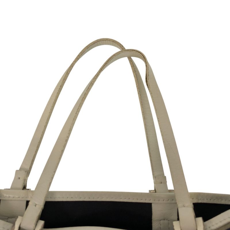 Fendi Zucchino Gray White Silver Canvas Leather Tote
