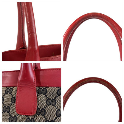 Gucci Red Beige GG Canvas Leather 002 119 Tote