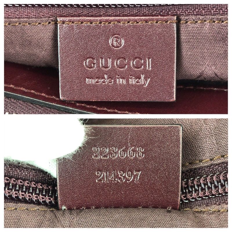 Gucci GG Supreme Wine Red Gold Silver Leather Tote