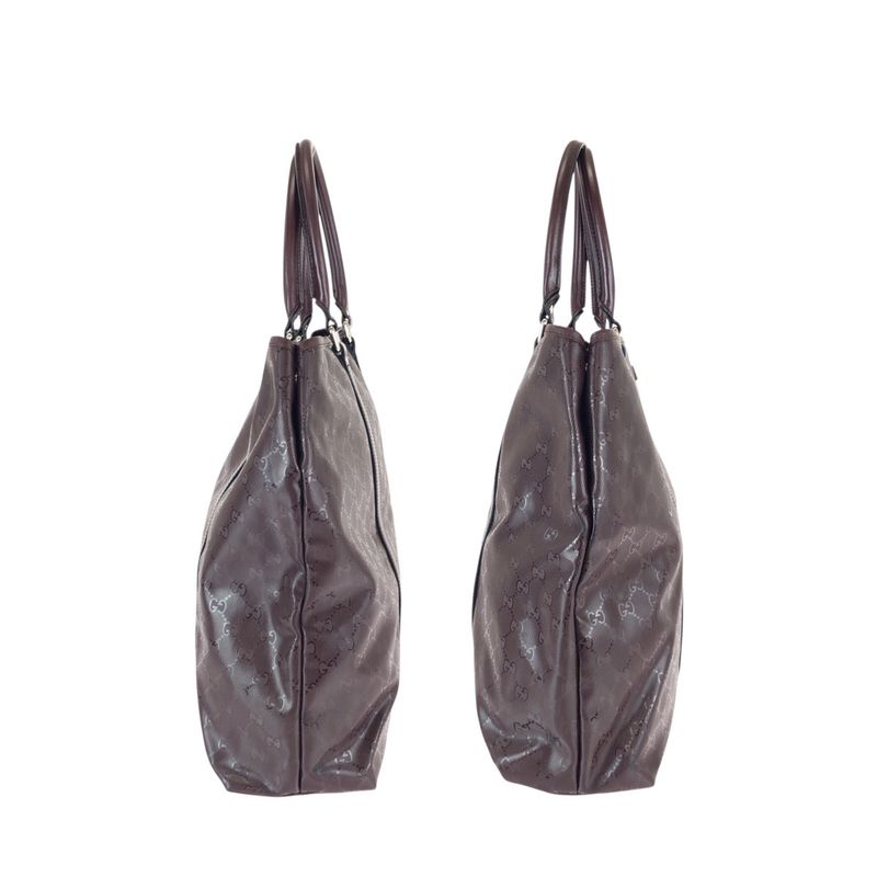 Gucci GG Supreme Wine Red Gold Silver Leather Tote