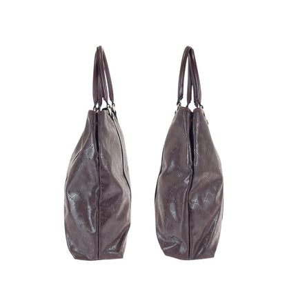 Gucci GG Supreme Wine Red Gold Silver Leather Tote