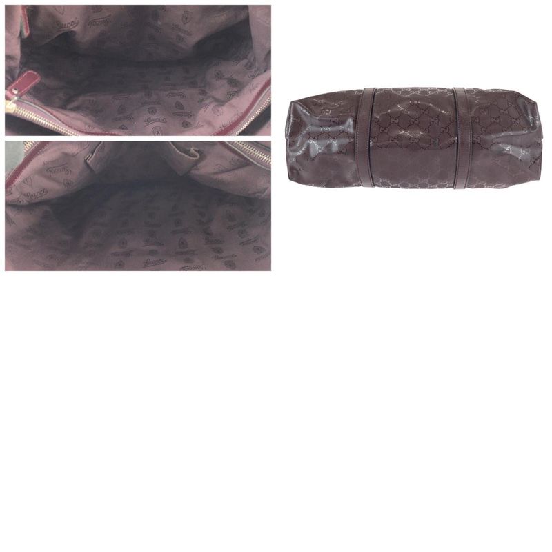 Gucci GG Supreme Wine Red Gold Silver Leather Tote